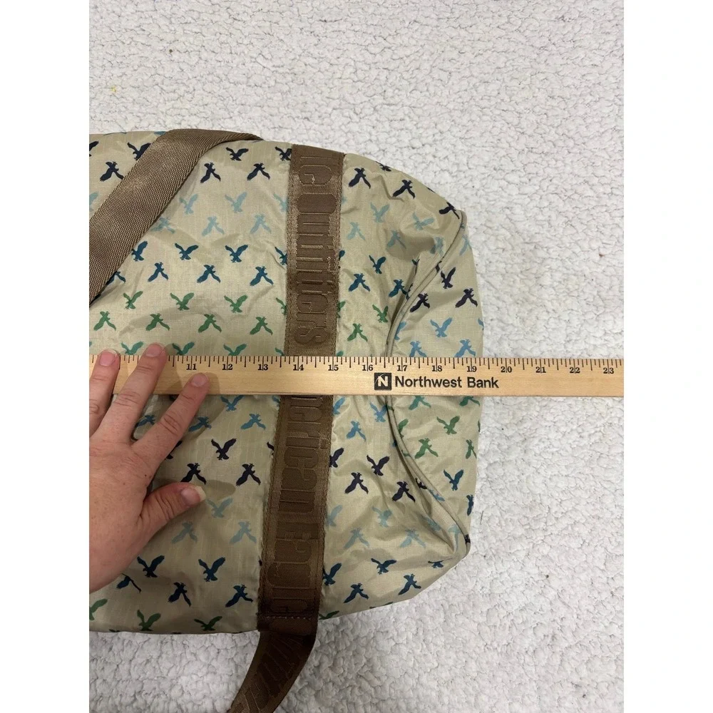 American Eagle Outfitters OS Tan Duffel Bag Eagle Print Ripstop Casual Travel